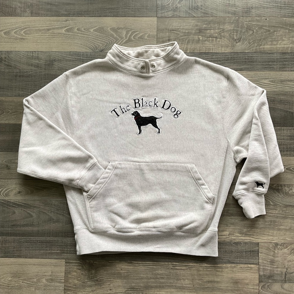 The Black Dog Fisherman Pullover Sweatshirt Unisex SMALL Grey Heavyweight Fleece